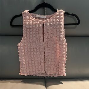 Pink Textured Sleeveless Top